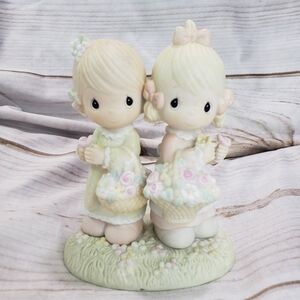 Precious Moments Figurine Girls With Flower Baskets To My Forever Friend 6 Inch
